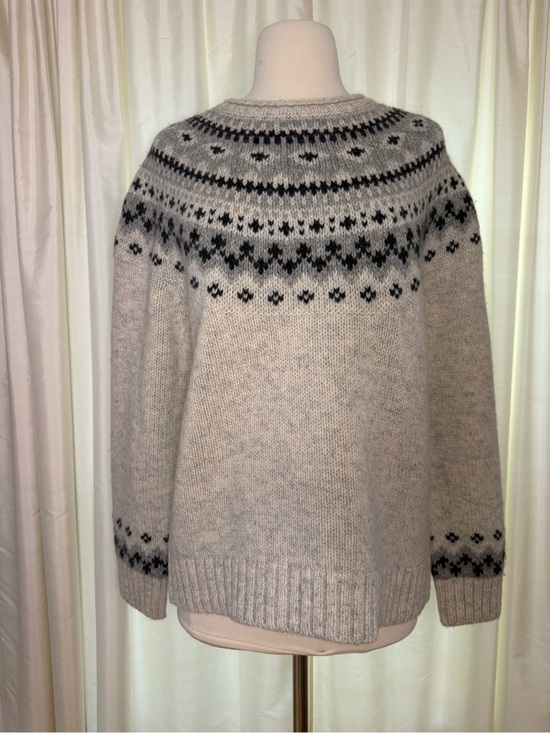 L.L. Bean Sweaters - L.L.Bean 100% Lambswool Fair Isle Nordic Sweater Gray Black Women’s Medium